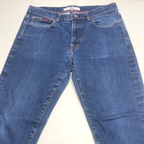 VINTAGE MENS TOMMY HILFIGER SLIM STRAIGHT JEANS 33x32 🇺🇸 - Picture 3 of 12